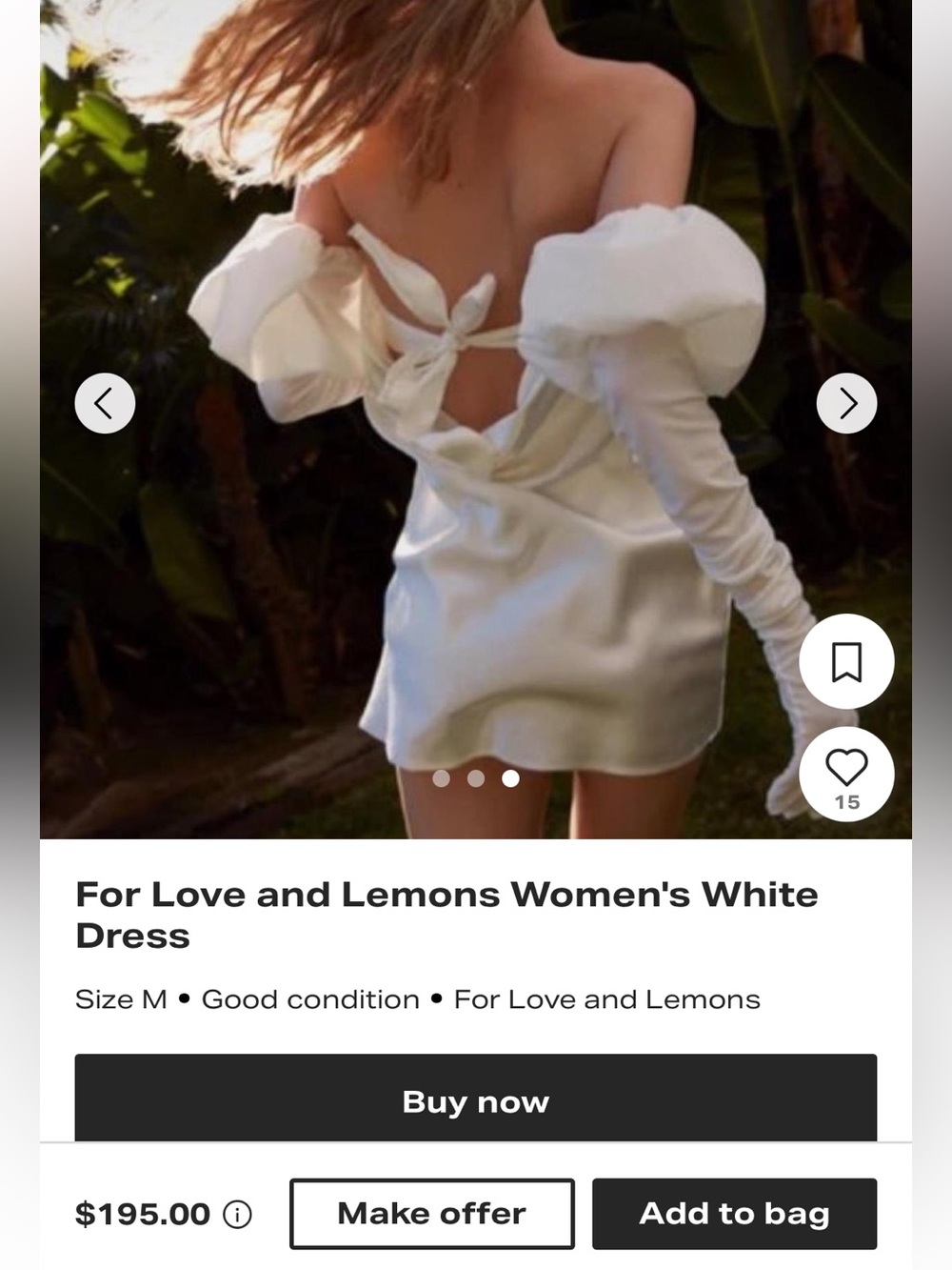 For Love & Lemons Hazel Detachable Puff Sleeve/Gloves Bridal Mini Dress NWT $279 - Picture 16 of 16